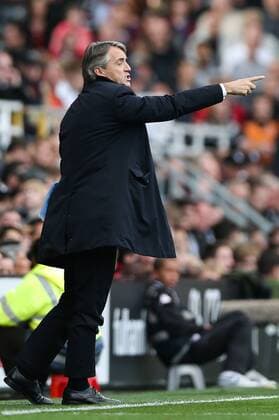 Football - Premier League - Fulham FC vs Manchester City Manchester City Manager, Roberto Mancini at Craven Cottage, London, England 