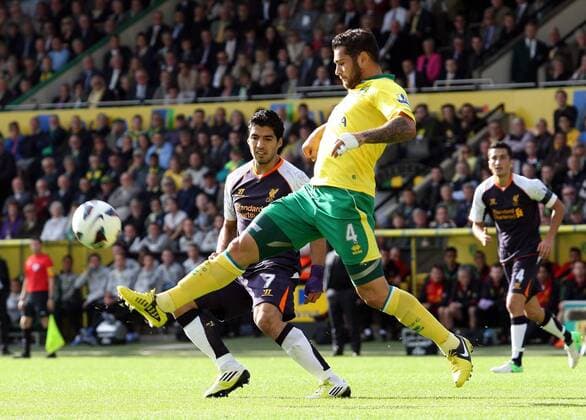 Football - Premier League - Norwich City vs. Liverpool FC - Bradley Johnson in action for Norwich City at Carrow Road, Norwich  4318-4318