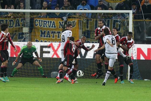 Daniele Galloppa Parma Goal celebration - Parma 29 09 2012 Stadio Tardini, Football Calcio Serie A 2012 13, FC Parma v AC Milan PaoloxNucci