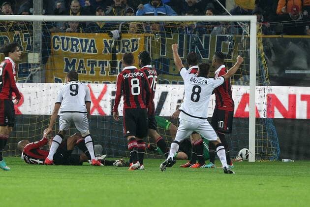 Daniele Galloppa Parma Goal celebration - Parma 29 09 2012 Stadio Tardini, Football Calcio Serie A 2012 13, FC Parma v AC Milan PaoloxNucci