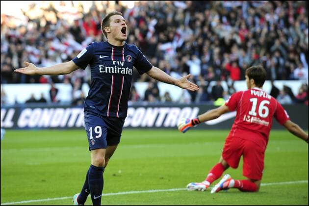 joie de Kevin Gameiro apres son but (psg) FOOTBALL : PSG Paris St. Germain vs FC Sochaux - L1 - 29 09 2012 JBAutissier 