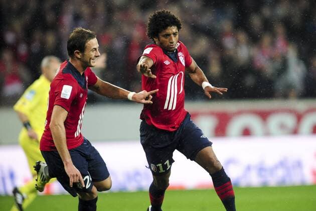 joie de Ryan Mendes (Lille) apres son but FOOTBALL : Lille Losc vs Ajaccio - L1 - 06 10 2012 JBAutissier Panoramic 
