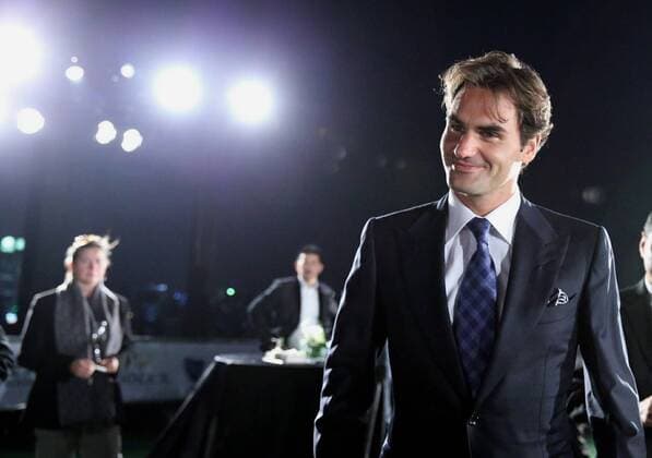 Roger Federer of Switzerland attends a promotional event for the 2012 Shanghai Rolex Masters tennis tournament in Shanghai, China, 8 October 2012. The 2012 Shanghai Rolex Masters tennis tournament are being held in Shanghai from October 6 to 14. Roger Federer, Novak Djokovic highlight promotional event for Shanghai Rolex Masters  20121008_36016