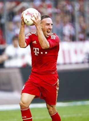 Frank Ribery (Bayern 7) ärgert sich nach vergebener Chance, Emotionen, Gefühle, Reaktion, Wut, wütend, schrei, Wutausbruch, Aktion Jubel, Freude, Emotionen, Feiern, Lachen, jubelt, freuen, reisst die Arme hoch, ballt die Faust FC BAYERN München -TSG 1899 HOFFENHEIM (2 -0 ) Fussball 1. Bundesliga , München, am 06.10.2012 07.Spieltag,07.Spieltag, Saison 2012 2013, Saison1213, Liga01, 1.Liga, 1.Bundesliga, FCB, München, HOFF