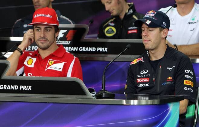 formula 1 GP, Korea in Yeongam 11.10.2012, Fernando Alonso, Scuderia Ferrari, Sebastian Vettel, Red Bull Racing, PK, Photo:mspb Lukas Gorys formula 1 GP, Korea, Fernando Alonso, Sebastian Vettel,