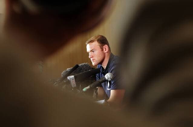 England s Wayne Rooney during his press conference..England Training - London Colney- 11 10 12 - Picture David Klein Sportimage EDITORIAL USE ONLY. No use with unauthorised audio, video, data, fixture lists, club league logos or live services. Online in-match use limited to 120 images, no video emulation. No use in betting, games or single club league player publications.