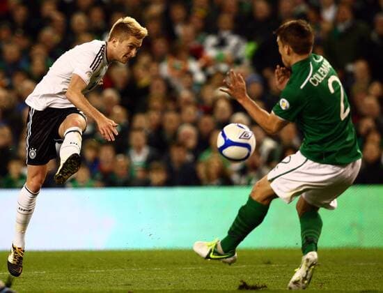 Football - World Cup Qualifier 2014 - Republic Of Ireland v Germany Germany s Marco Reus scores the second goal at the Aviva Stadium, Dublin  4357-4357