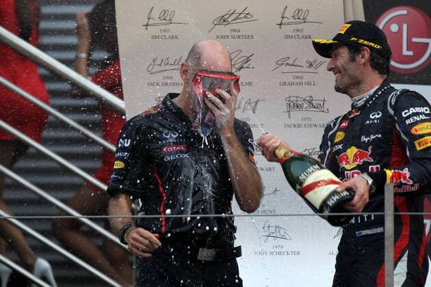 14.10.2012- Race, Adrian Newey (GBR), Red Bull Racing , Technical Operations Director and Mark Webber (AUS) Red Bull Racing RB8 
