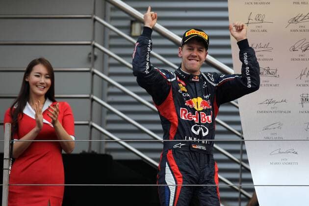 14.10.2012- Race, Sebastian Vettel (GER) Red Bull Racing RB8 race winner 