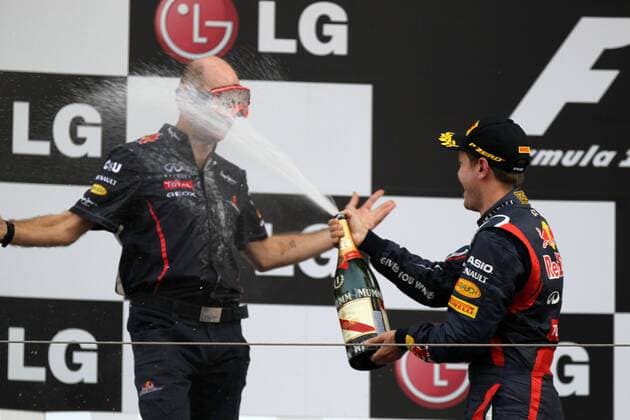 14.10.2012- Race, Adrian Newey (GBR), Red Bull Racing , Technical Operations Director and Sebastian Vettel (GER) Red Bull Racing RB8 race winner 
