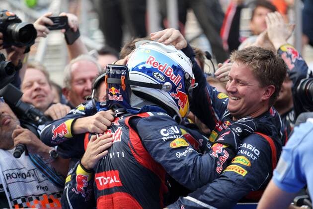 14.10.2012- Race, Sebastian Vettel (GER) Red Bull Racing RB8 race winner 