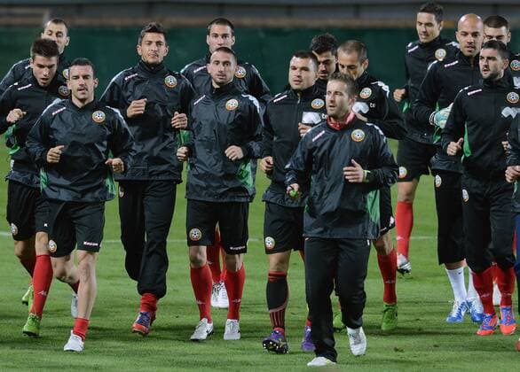 Players of Bulgarian national soccer team are pictured during training in Prague, Czech Republic on October 15, 2012 ahead of the World Cup Group B qualifying soccer match Bulgaria vs Czech Republic. (CTKxPhoto KaterinaxSulova) CTKPhotoP201210150867801  SUK18