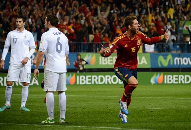 Sergio RAMOS (esp) - Yohan CABAYE (fra) - Maxime GONALONS (fra) FOOTBALL : Espagne vs France - 16 10 2012 AnthonyBIBARD FEP Panoramic 