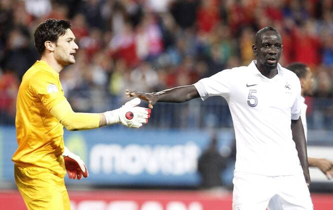 France s national team Hugo Lloris and Mamadou Sakho during match. October 16, 2012.  (201210166975)
