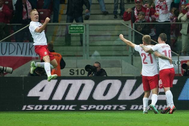World Cup Qualifier -- Poland vs. England -- Kamil Glik of Poland celebrates his equalising goal at the National Stadium, Warsaw 