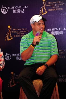 HAIKOU, CHINA - OCTOBER 18: (CHINA OUT) Ronaldo Nazario of Brazil attends Mission Hills Star Trophy press conference at the Mission Hills Golf Club on October 18, 2012 in Haikou, Hainan Province of China.  CFP432774928 