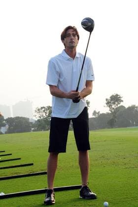 HAIKOU, CHINA - OCTOBER 19: (CHINA OUT) Actor Adrien Brody in action during day one of the Mission Hills Star Trophy at the Mission Hills Golf Club on October 19, 2012 in Haikou, Hainan Province of China.  CFP432801817 