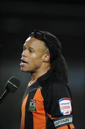 19.10.2012 Barnet, England. Edgar Davids is interviewed after his man of the match performance after the League Two game between Barnet and Northampton Town from the Underhill Stadium. xSimonxGillx  ActionPlus20145964