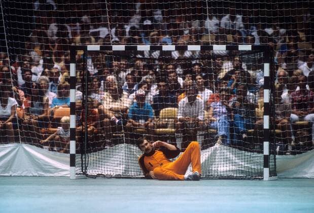 Olympiafinale 1984 in Los Angeles - Jugoslawien - BR Deutschland 18:17 - Torwart Andreas Thiel (BRD) enttäuscht