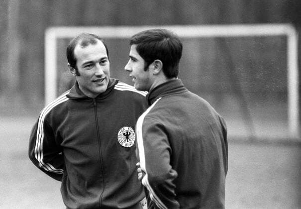 Hans Rebele (li.) und Gerd Müller (beide BR Deutschland)