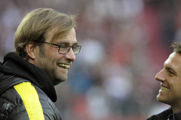 10.11.2012, Fussball 1.Bundesliga 2012 2013, 11.Spieltag, FC Augsburg - Borussia Dortmund in der SGL-Arena Augsburg. v.l. Trainer Jürgen Klopp (Dortmund) und Trainer Markus Weinzierl (Augsburg)