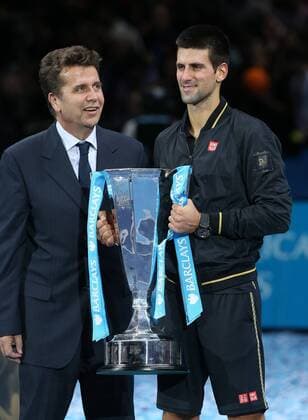 Djokovic and Brad Drewett, president of the ATP Tennis Herren World Tour wins the ATP Tennis Herren World Tour Finals 2012, held at the O2 Arena in London. November 12, 2012. London, Great Britain. 