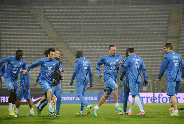 Mathieu VALBUENA (fra) - Franck RIBERY (fra) FOOTBALL : conference de presse et entrainement France vs Italie - 13 11 2012 AnthonyBIBARD FEP Panoramic 