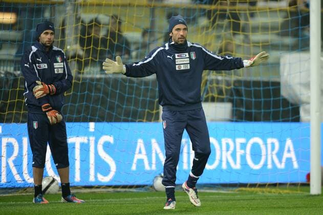 Gianluigi BUFFON (ita) - Salvatore SIRIGU (ita) FOOTBALL : conference de presse et entrainement France vs Italie - 13 11 2012 AnthonyBIBARD FEP Panoramic 