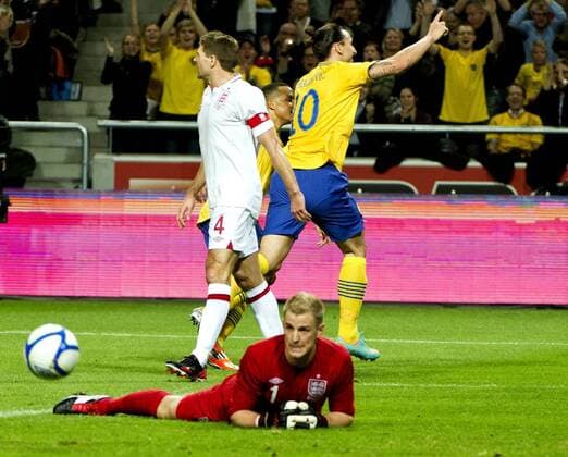 Stockholm Sweden 2012 11 14 Exhibition game Sweden vs England Zlatan Ibrahimovic, Steven Gerrard and joe Hart 1-0 KP0300003 