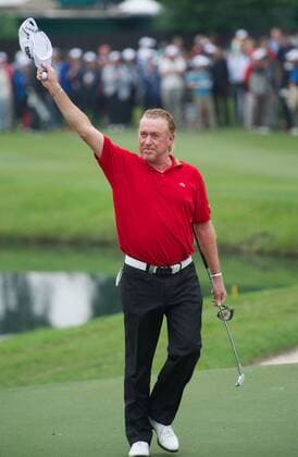 Nov 18, 2012; Hong Kong, CHINA; Miguel Angel Jimenez of Spain became the oldest European Tour winner on Sunday by achieving a 5-under 65 to capture his third Hong Kong Open title at The Hong Kong Golf Club. Hong Kong Open Day 4  - ZUMAs11