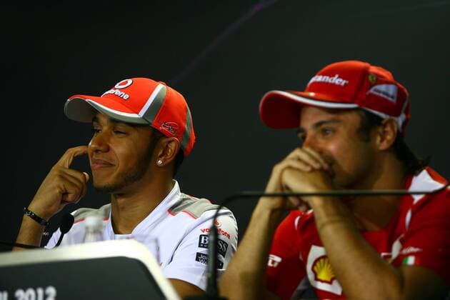 22.11.2012- Press conference, Lewis Hamilton (GBR) McLaren Mercedes MP4-27 and Felipe Massa (BRA) Scuderia Ferrari F2012 Brazilian Grand Prix, Sao Paulo 22-25 November 2012 