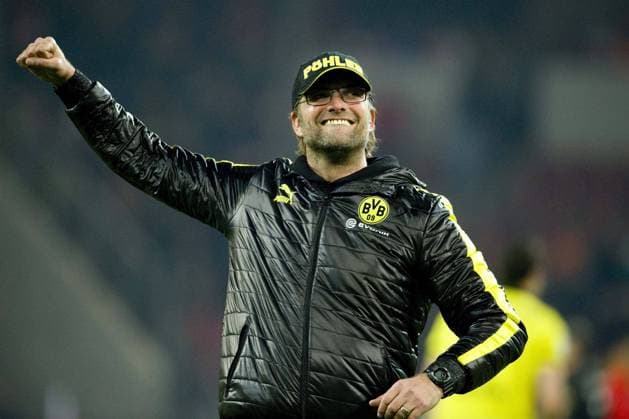 Trainer Jürgen KLOPP (Jürgen, DO) jubelt über den Sieg, Fussball 1. Bundesliga, 13. Spieltag, 1.FSV Mainz 05 (MZ) - Borussia Dortmund (DO) 1:2 am 24.11.2012 in Mainz Deutschland;
