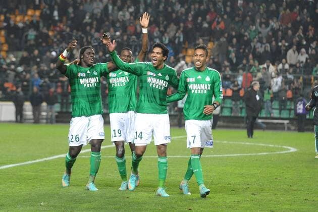 Mustapha Sall - Josuha Guilavogui - Brandao - Pierre Emerick Aubameyang (saint etienne) FOOTBALL : AS Saint Etienne vs PSG Paris St Germain - Coupe de la Ligue - 27 11 2012 FredericChambert