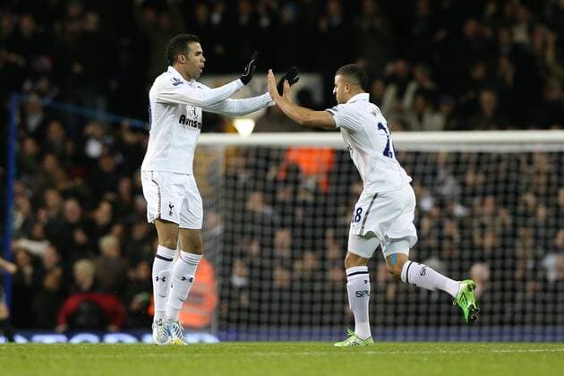 Football - Premier League - Tottenham Hotspur vs Liverpool FC Tottenham s Sandro and Tottenham s Kyle Walker celebrate Tottenham s Aaron Lennon s goal at White Hart Lane, London 