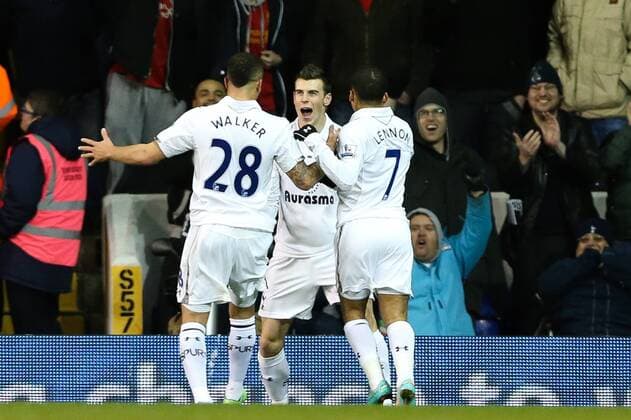 Football - Premier League - Tottenham Hotspur vs Liverpool FC Tottenham s Gareth Bale celebrates his goal at White Hart Lane, London 