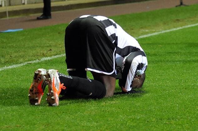 Football - Premier League - Newcastle United vs. Wigan Athletic Demba Ba (Newcastle United) celebrates his second goal at St James Park. 