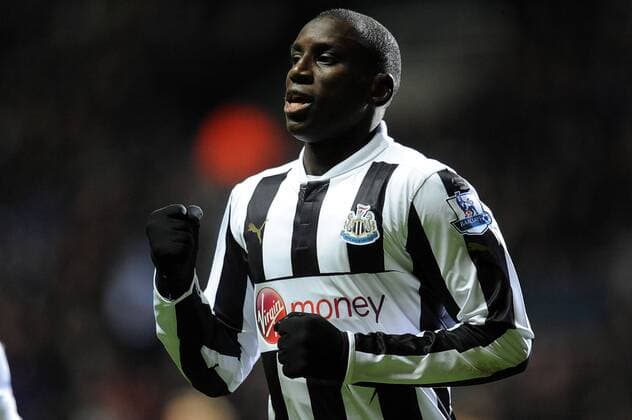 Football - Premier League - Newcastle United vs. Wigan Athletic Demba Ba (Newcastle United) celebrates his second goal at St James Park. 