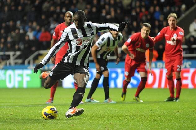 Football - Premier League - Newcastle United vs. Wigan Athletic Demba Ba (Newcastle United) scores from the spot at St James Park. 