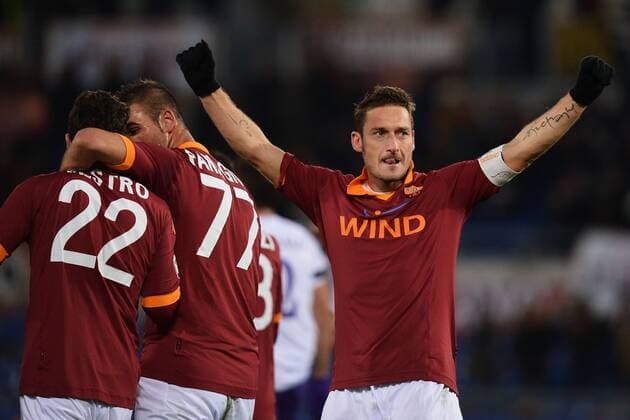 Francesco Totti 2-1 Roma.Goal celebration.- Rom, 08.12.2012 - Serie A 2012 2013 - AS Rom vs ACF Fiorentina (AC Florenz) - andreaxstaccioli