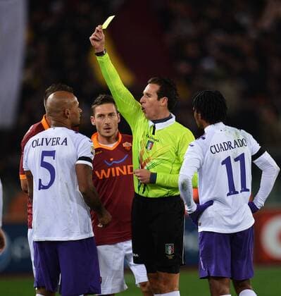 Ruben Olivera and Panagiotis Tachtsidis, referee Luca Banti.- Rom, 08.12.2012 - Serie A 2012 2013 - AS Rom vs ACF Fiorentina (AC Florenz) - andreaxstaccioli