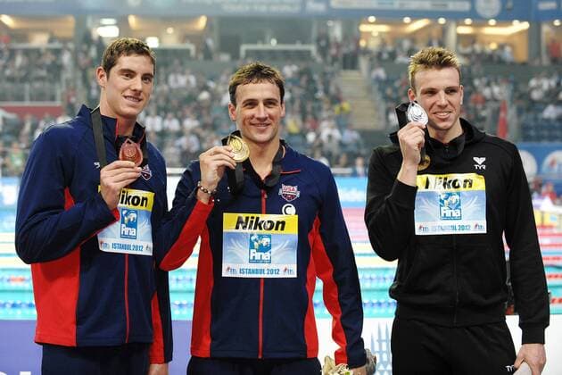 Conor Dwier USA Bronze Medal, Ryan Lochte Usa Gold Medal, Paul Biedermann Germany Silver Medal Men s 200m Freestyle Istanbul 12 12 2012 Istanbul andreaxstaccioli