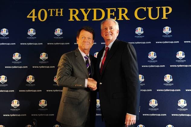 Dec. 13, 2012 - Manhattan, New York, U.S. - TOM WATSON is named U.S. 2014 Ryder Cup Captain by PGA Golf Herren of America President TED BISHOP (Right) at a press conference at the Empire State Building, Thursday, December 13, 2012. Tom Watson Named Ryder Cup Captain - ZUMAb09