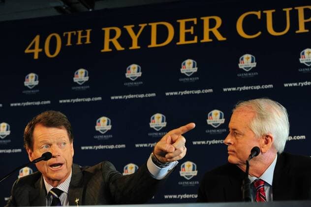 Dec. 13, 2012 - Manhattan, New York, U.S. - TOM WATSON is named U.S. 2014 Ryder Cup Captain by PGA Golf Herren of America President TED BISHOP (Right) at a press conference at the Empire State Building, Thursday, December 13, 2012. Tom Watson Named Ryder Cup Captain - ZUMAb09