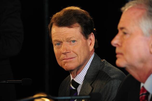 Dec. 13, 2012 - Manhattan, New York, U.S. - TOM WATSON is named U.S. 2014 Ryder Cup Captain by PGA Golf Herren of America President TED BISHOP (Right) at a press conference at the Empire State Building, Thursday, December 13, 2012. Tom Watson Named Ryder Cup Captain - ZUMAb09