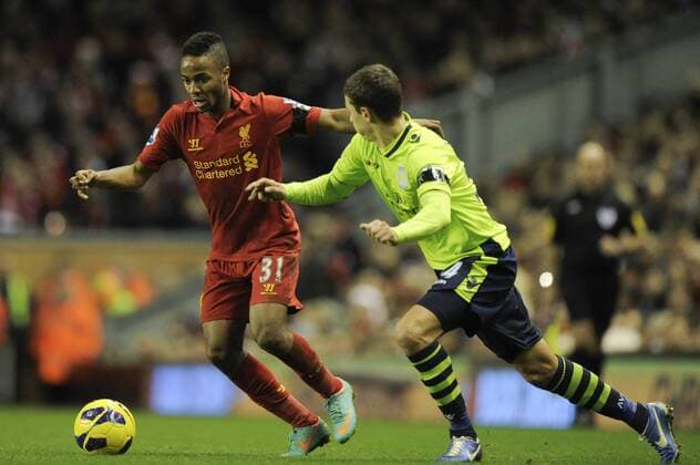 15.12.2012. Liverpool, England. Raheem Sterling of Liverpool in action during the Premier League game between FC Liverpool and Aston Villa from Anfield,Liverpool xAlanxEdwardsx  ActionPlus9080