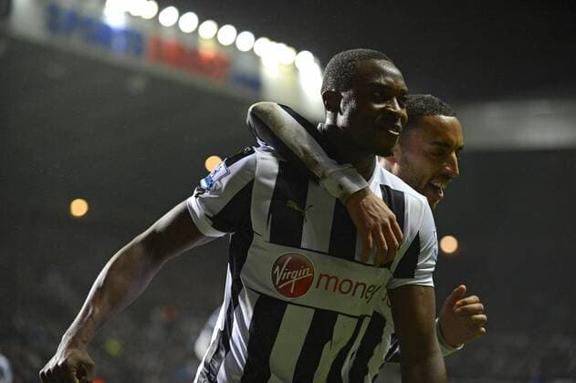 Newcastle United s Shola Ameobi celebrates scoring their first goal - Barclays Premier League - Newcastle United vs QPR Queens Park Rangers (QPR) - St. James Park - Newcastle United - 22 12 12 - Picture Richard Lee Sportimage EDITORIAL USE ONLY. No use with unauthorised audio, video, data, fixture lists, club league logos or live services. Online in-match use limited to 120 images, no video emulation. No use in betting, games or single club league player publications.