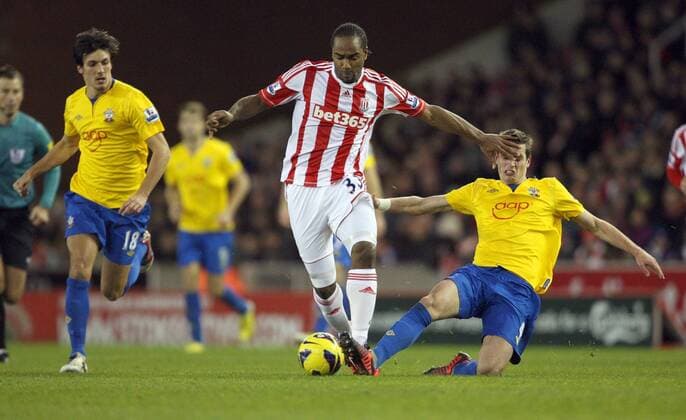 Stoke City s Camerome Jerome holds off Southampton s Morgan Schneiderlin- Barclays Premier League - Stoke City vs Southampton - Britannia Stadium - Stoke on Trent - 29th December 2012 - Credit Paul Bradbury Sportimage EDITORIAL USE ONLY. No use with unauthorised audio, video, data, fixture lists, club league logos or live services. Online in-match use limited to 120 images, no video emulation. No use in betting, games or single club league player publications.