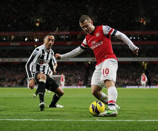 Arsenal s Jack Wilshere in action..- Arsenal v Newcastle United - Barclays Premier League - the Emirates Stadium, London- 29 12 12 - Picture David Klein Sportimage EDITORIAL USE ONLY. No use with unauthorised audio, video, data, fixture lists, club league logos or live services. Online in-match use limited to 120 images, no video emulation. No use in betting, games or single club league player publications.