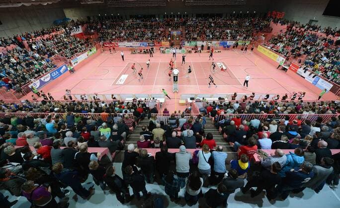 Volleyball DVV Pokal Halbfinale Saison 2012 2013 TV 1861 Rottenburg vs. Moerser SC 29.11.2012 Hallenübersicht Paul Horn Arena in Tübingen 