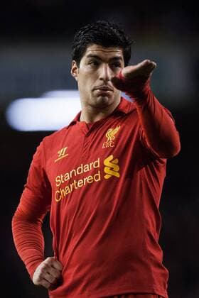 Football - 2012 2013 Premier League - Liverpool vs. Sunderland Luis Suarez of Liverpool at Anfield 